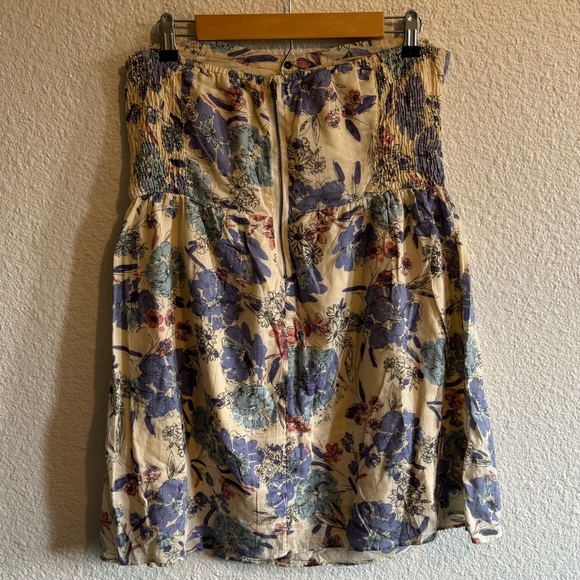 O’Neill Floral Button Down Strapless Mini Dress Cream Blue Purple Women’s Size M - Picture 5 of 9